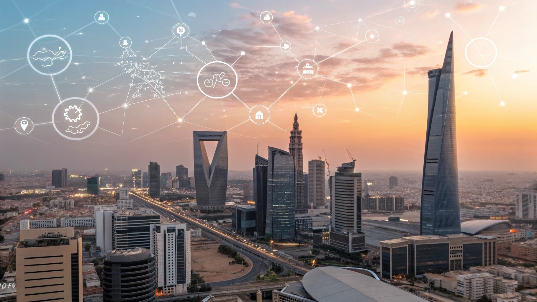 أفق الرياض الحديث مع رموز التكنولوجيا والابتكار